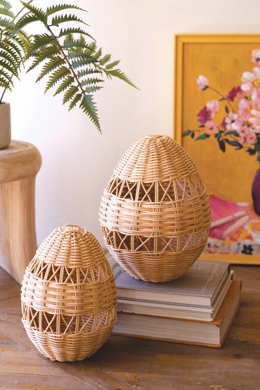 Set Of Two Rattan Easter Eggs (Min 2) By Kalalou
