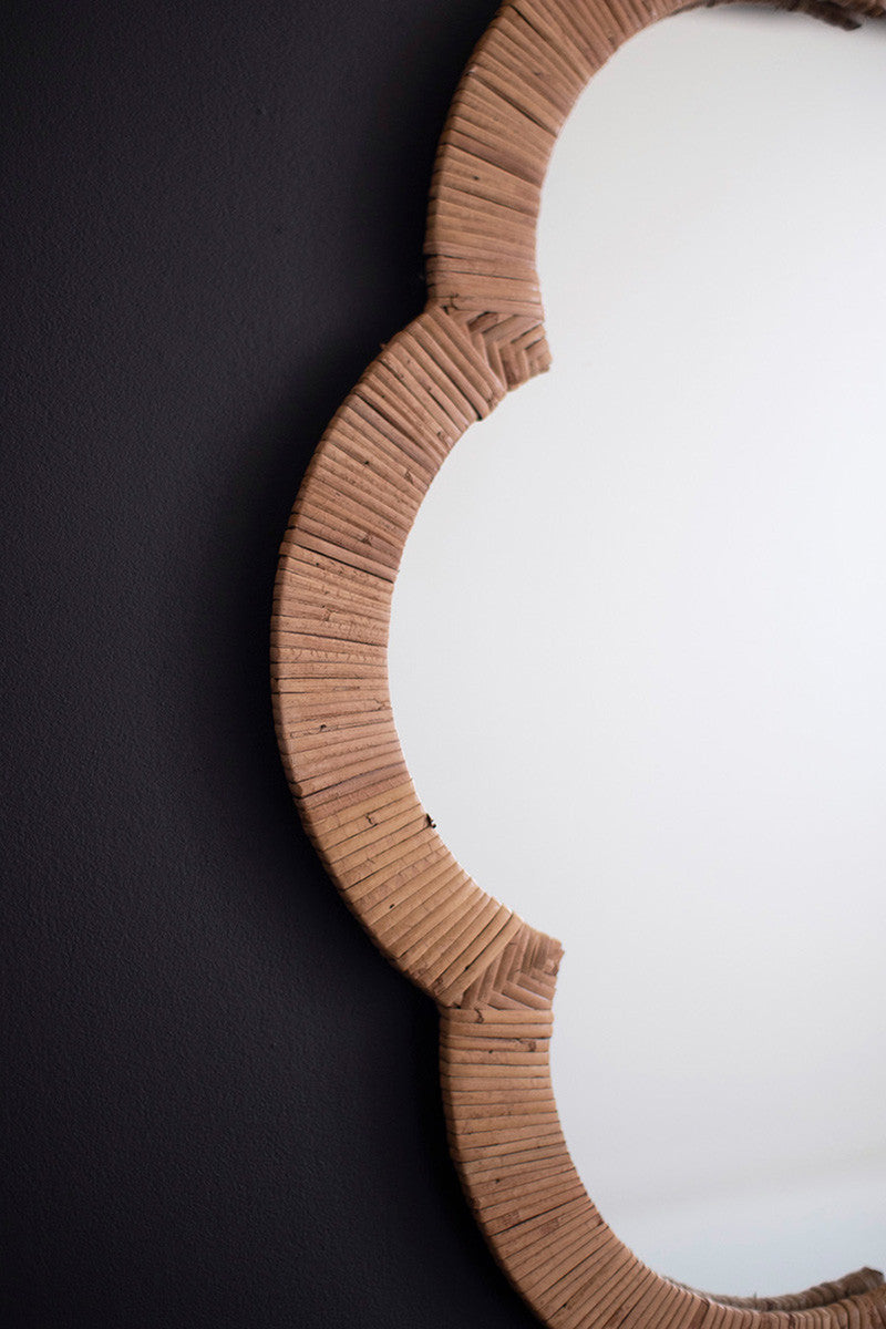 Woven Cane Flower Shaped Framed Mirror By Kalalou | Mirrors | Modishstore - 2