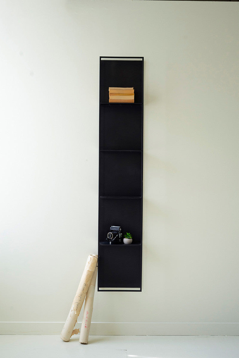 Tall Black Metal Wall Hanging With Four Shelves By Kalalou | Wall Shelf | Modishstore - 3
