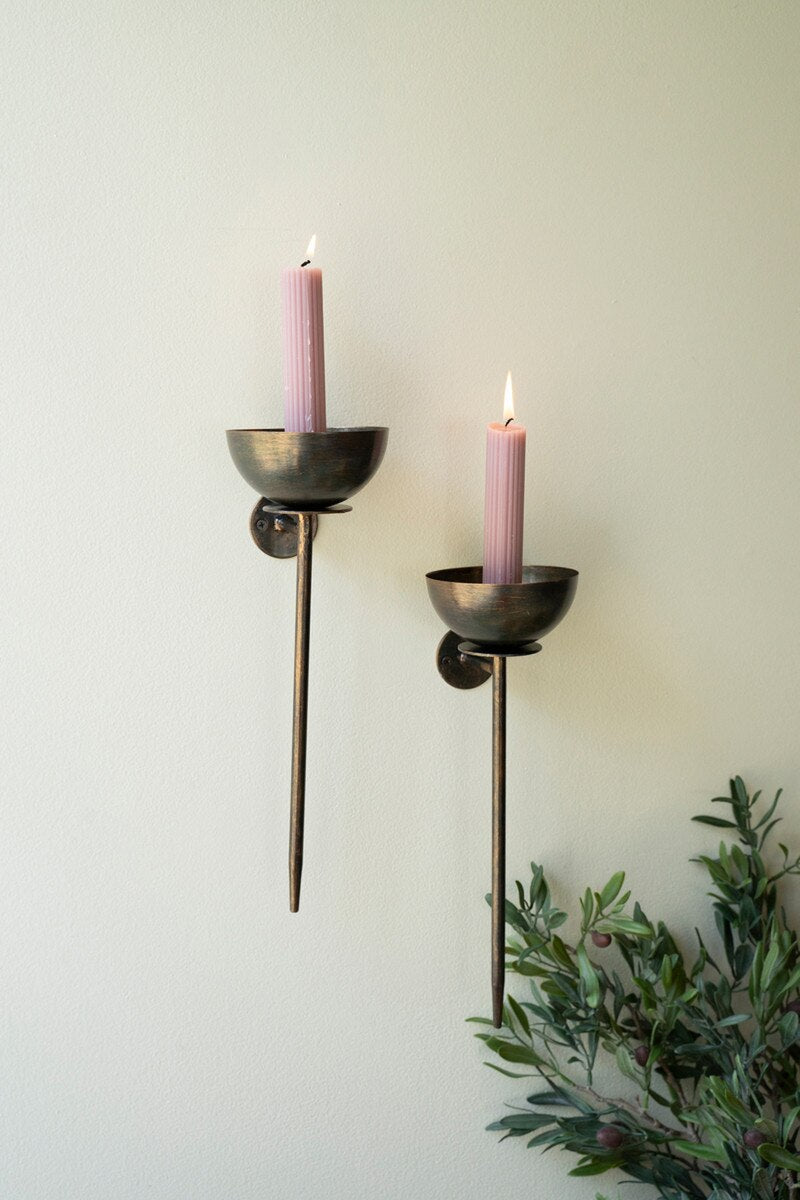 Set Of Two Metal Wall Taper Candle Holders - Thumbnail 2
