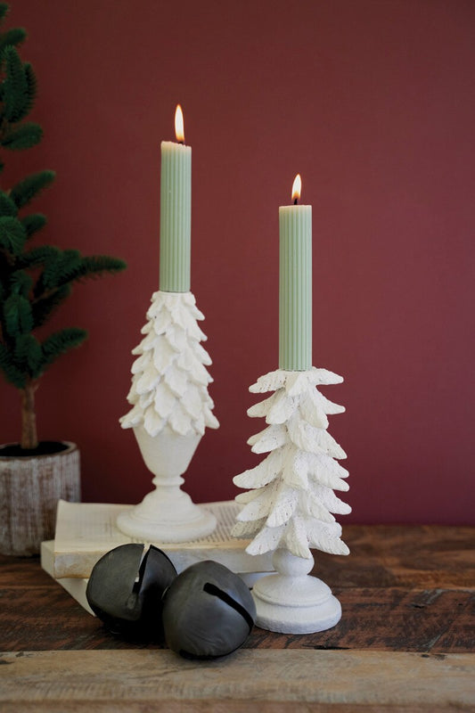 Set Of Two Poly Resin Christmas Tree Candle Holders (Min 2) By Kalalou