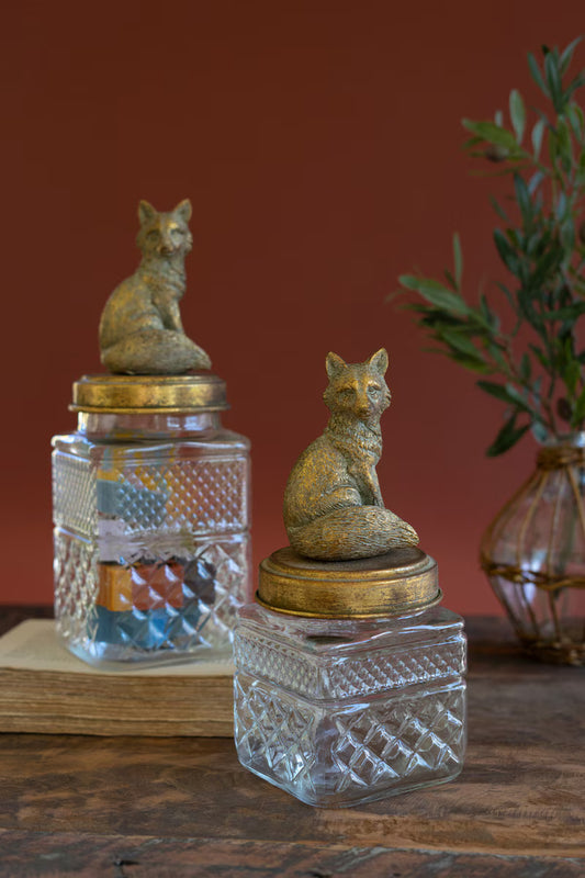 Set Of Two Fox Canisters By Kalalou