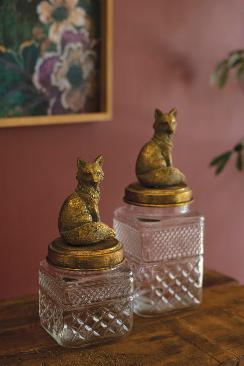 Set Of Two Fox Canisters By Kalalou