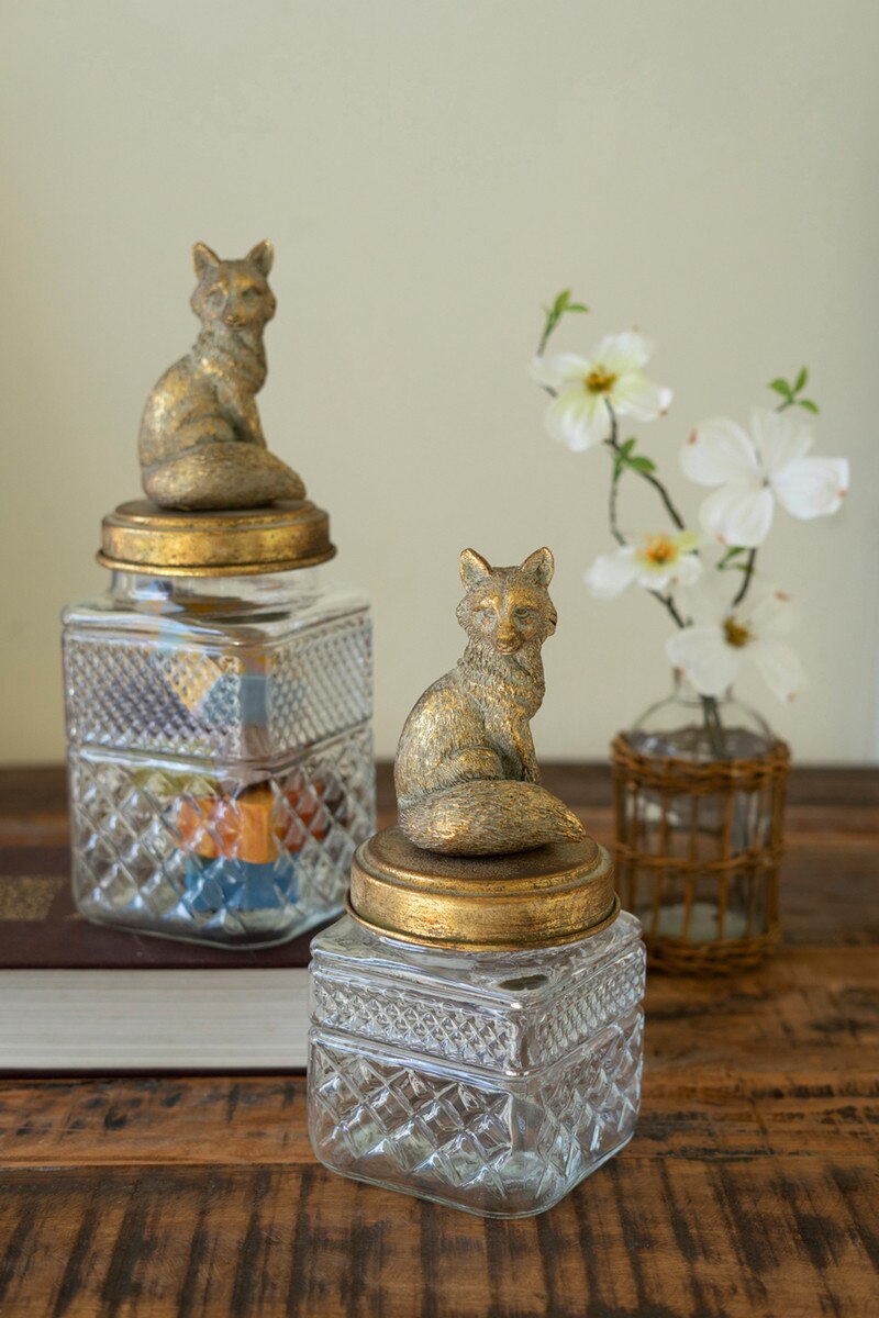 Set Of Two Fox Canisters By Kalalou