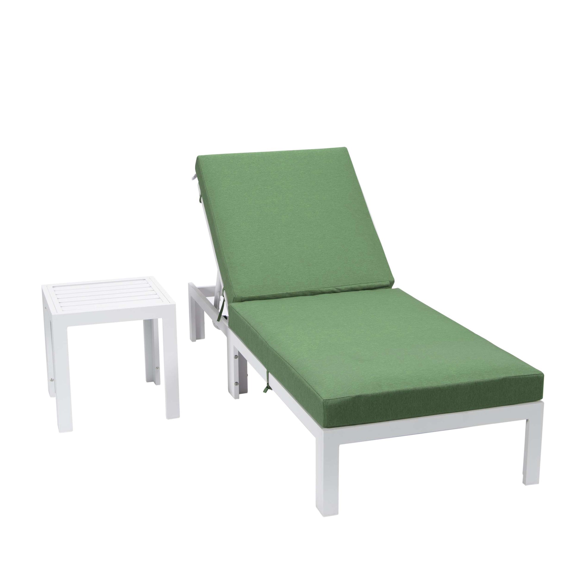 LeisureMod Chelsea Modern Outdoor White Chaise Lounge Chair With Side Table & Cushions | Outdoor Chaise Lounges | Modishstore - 3
