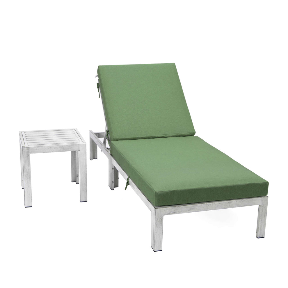 LeisureMod Chelsea Modern Outdoor Weathered Grey Chaise Lounge Chair With Side Table & Cushions | Outdoor Chaise Lounges | Modishstore - 8