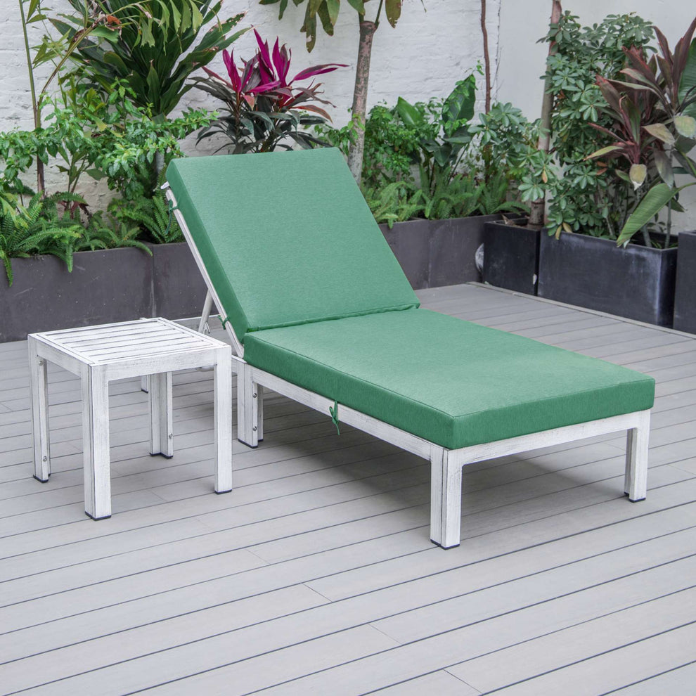 LeisureMod Chelsea Modern Outdoor Weathered Grey Chaise Lounge Chair With Side Table & Cushions | Outdoor Chaise Lounges | Modishstore - 2