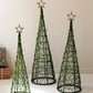 Set Of Three Christmas Topiaries - Green With Natural Star By Kalalou | Christmas Trees | Modishstore - 1
