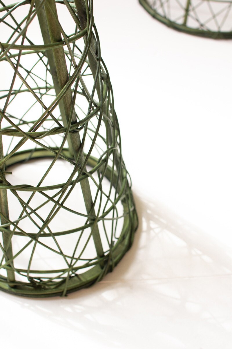 Set Of Three Christmas Topiaries - Green With Natural Star By Kalalou | Christmas Trees | Modishstore - 2