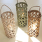 Set Of Three Short Willow Lanterns With Glass Inserts - One Each Color By Kalalou