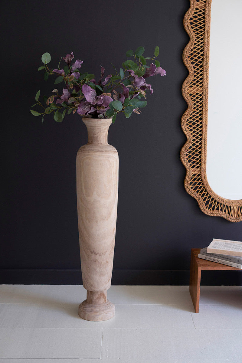 Large Carved Wooden Vase By Kalalou | Vases | Modishstore