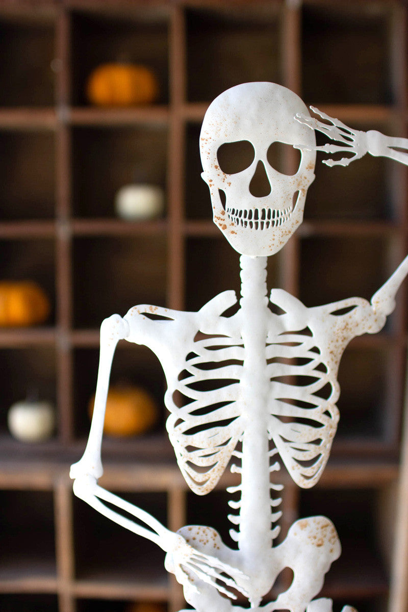 Rustic White Metal Skeleton On A Stand (Min2) By Kalalou | Ornaments | Modishstore - 2
