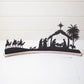 Black Metal Nativity On A Curved White Wood Base (Min 2) By Kalalou | Ornaments | Modishstore
