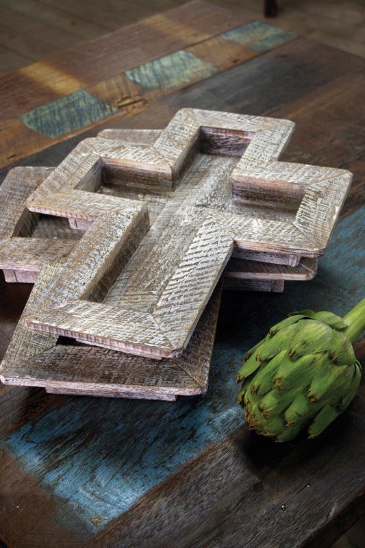 Wooden Cross Trays (Min 2) Set Of 2 By Kalalou | Ornaments | Modishstore