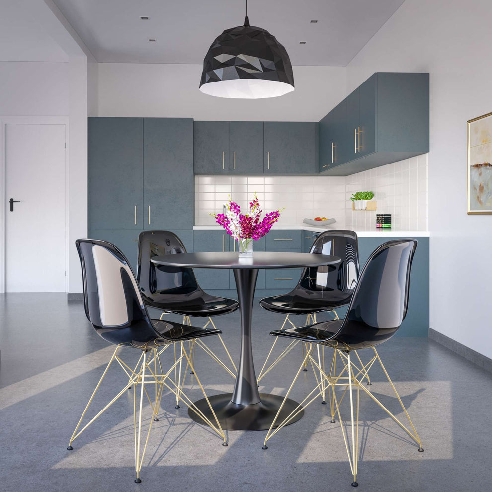 LeisureMod Cresco Molded Eiffel Side Chair with Gold Base - CR19TBLG | Dining Chairs | Modishstore