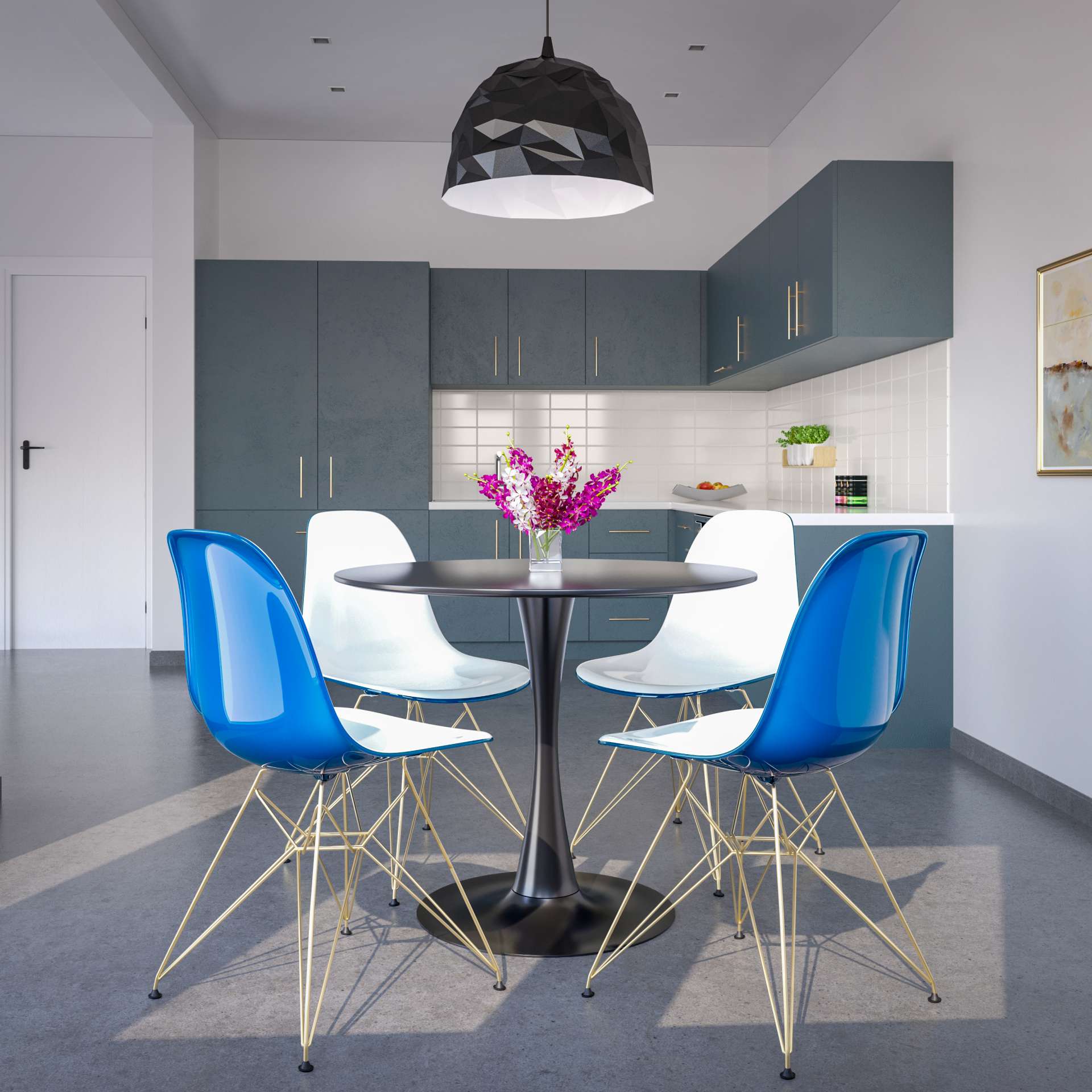 LeisureMod Cresco Molded 2-Tone Eiffel Side Chair with Gold Base - CR19WBUG | Dining Chairs | Modishstore
