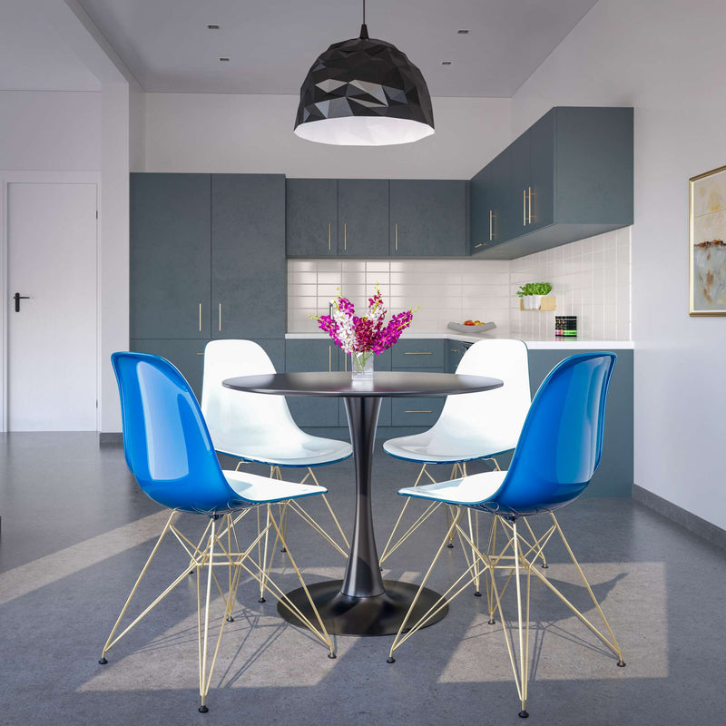 LeisureMod Cresco Molded 2-Tone Eiffel Side Chair with Gold Base - CR19WBUG | Dining Chairs | Modishstore