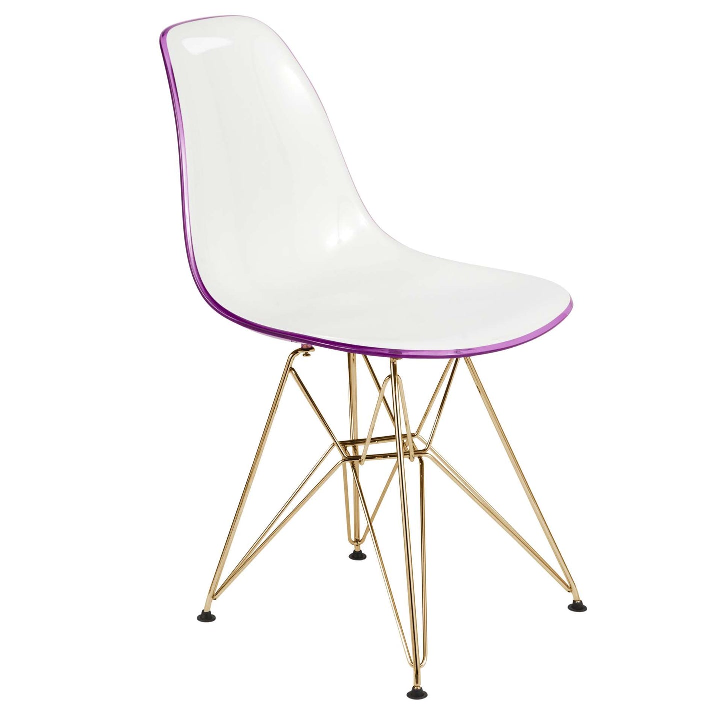 LeisureMod Cresco Molded 2-Tone Eiffel Side Chair with Gold Base - CR19WPRG | Dining Chairs | Modishstore - 2