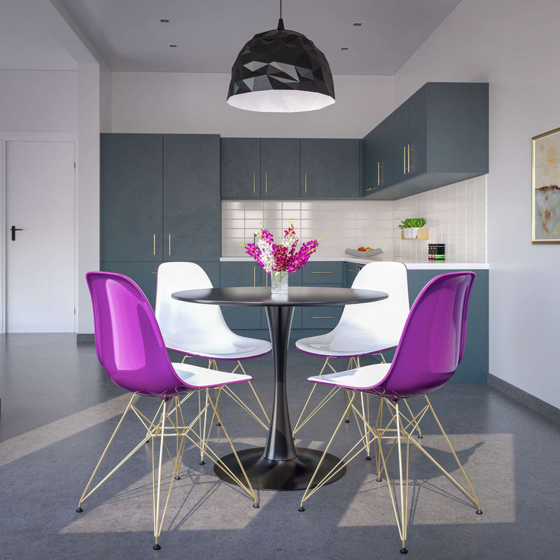 LeisureMod Cresco Molded 2-Tone Eiffel Side Chair with Gold Base - CR19WPRG | Dining Chairs | Modishstore