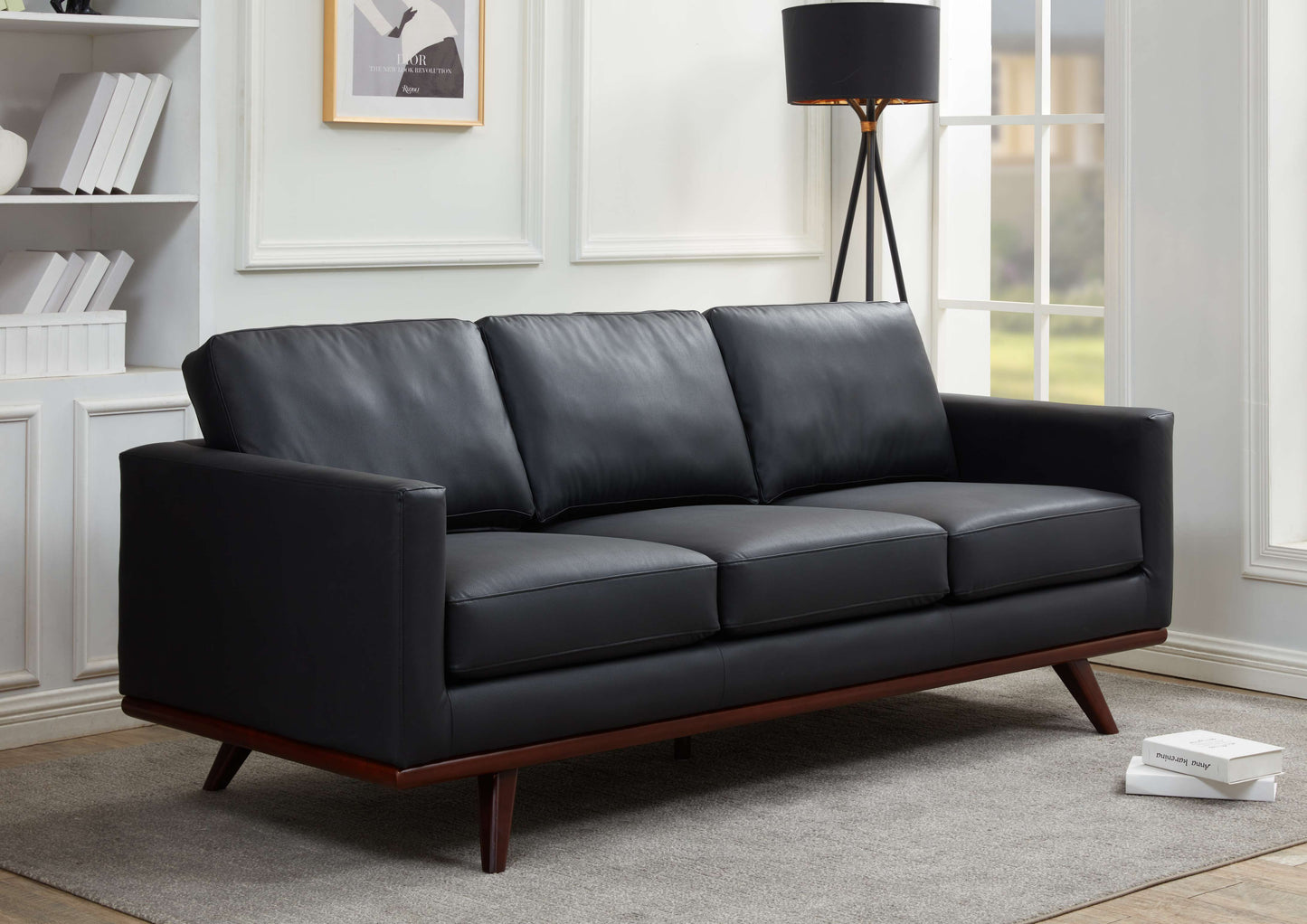 LeisureMod Chester Modern Leather Sofa With Birch Wood Base | Sofas | Modishstore - 19