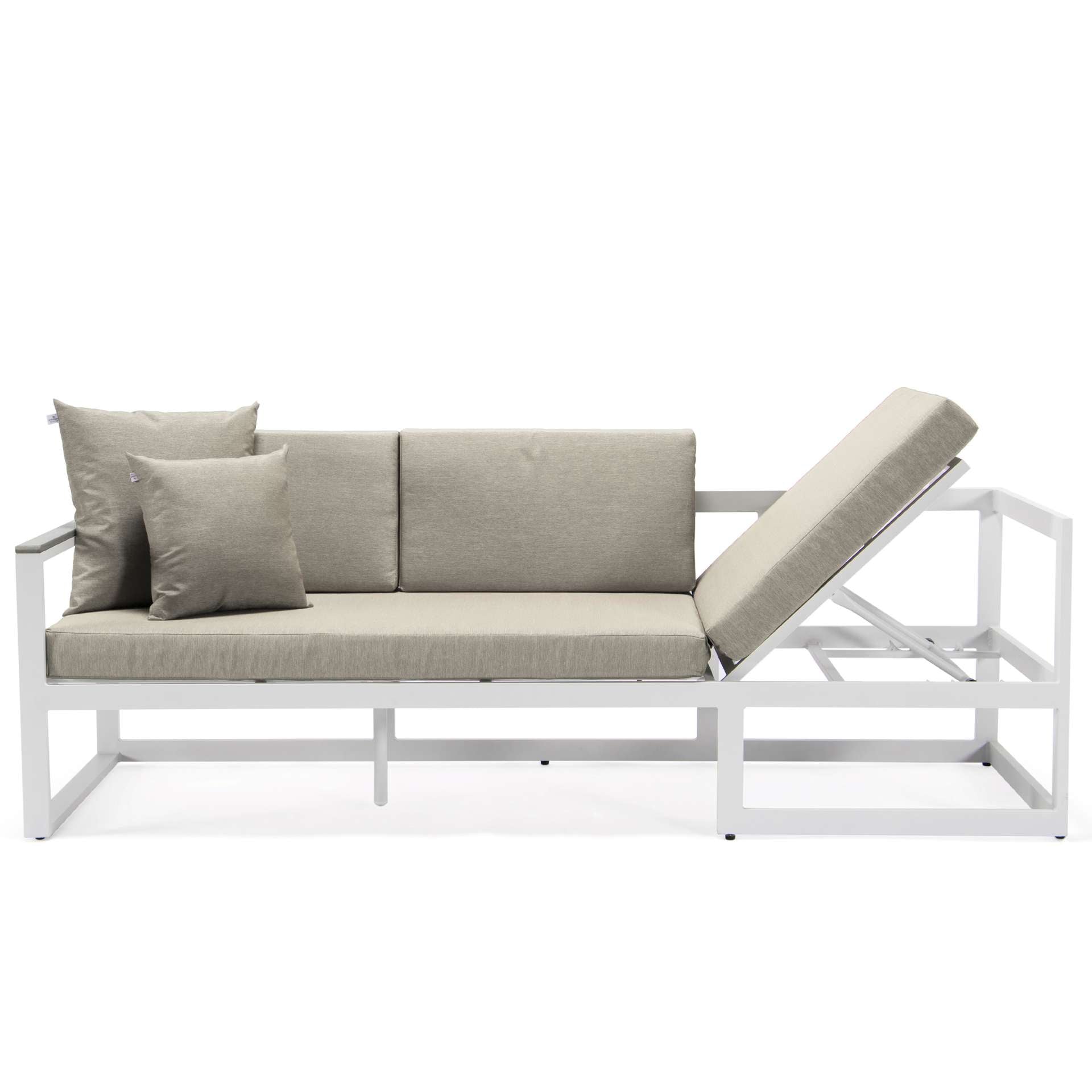 LeisureMod Chelsea White Sectional With Adjustable Headrest & Coffee Table With Cushions | Outdoor Sofas, Loveseats & Sectionals | Modishstore - 14