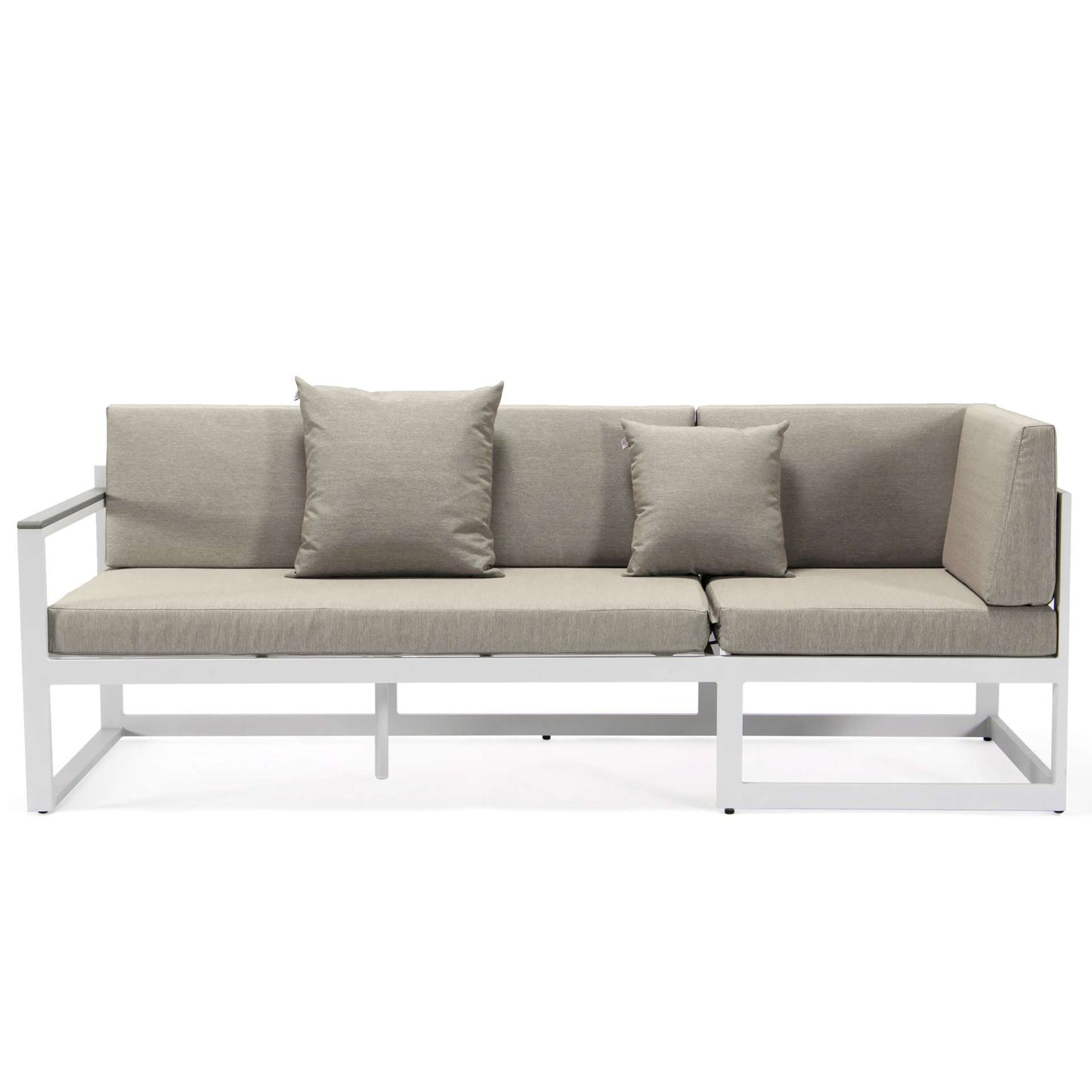 LeisureMod Chelsea White Sectional With Adjustable Headrest & Coffee Table With Cushions | Outdoor Sofas, Loveseats & Sectionals | Modishstore - 13