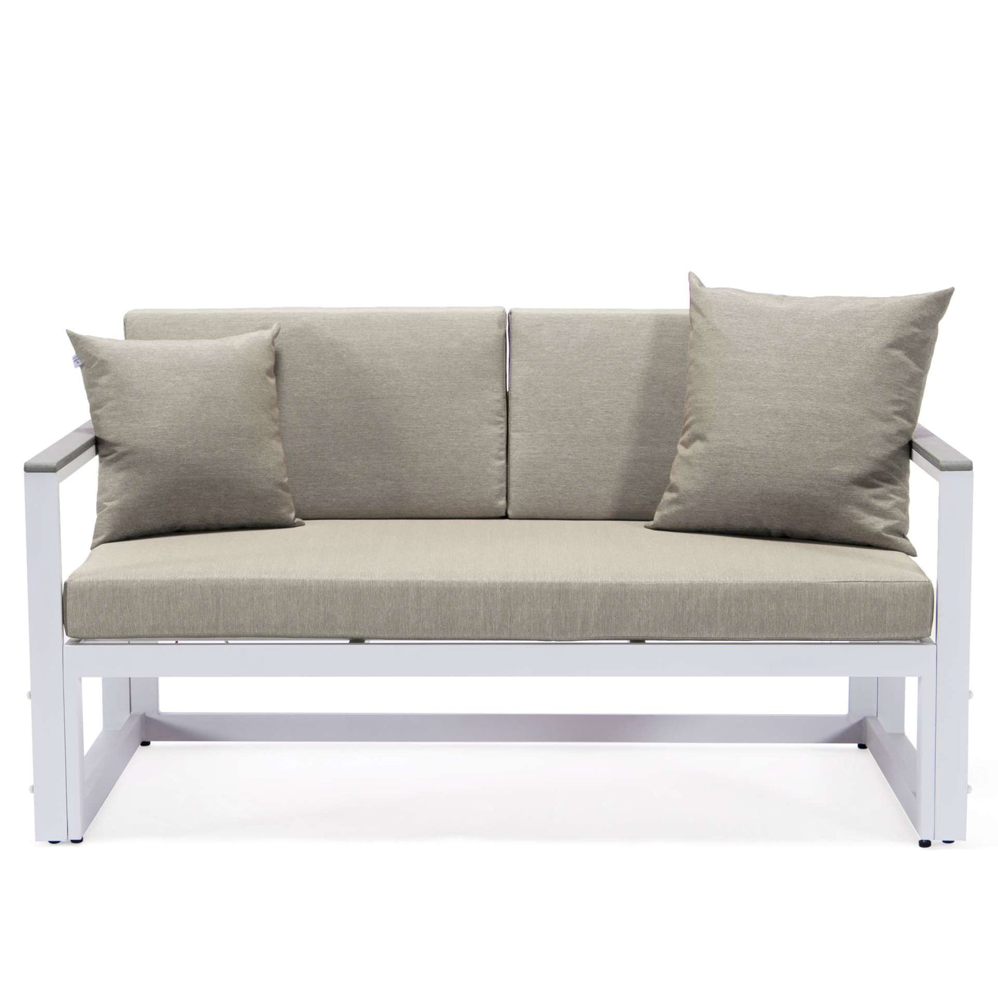 LeisureMod Chelsea White Sectional With Adjustable Headrest & Coffee Table With Cushions | Outdoor Sofas, Loveseats & Sectionals | Modishstore - 17