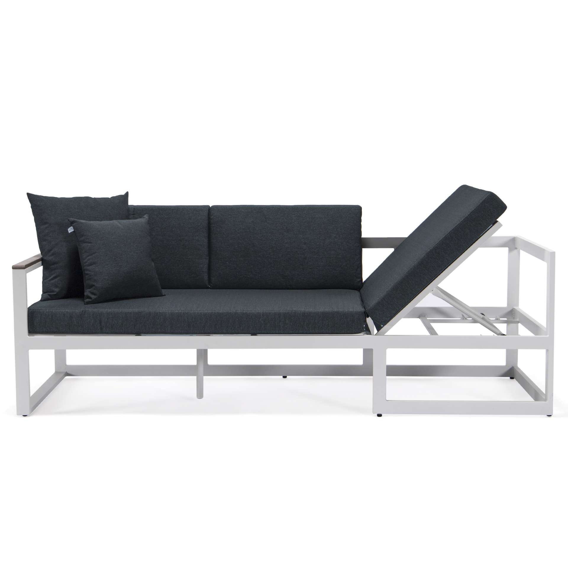 LeisureMod Chelsea White Sectional With Adjustable Headrest & Coffee Table With Cushions | Outdoor Sofas, Loveseats & Sectionals | Modishstore - 30
