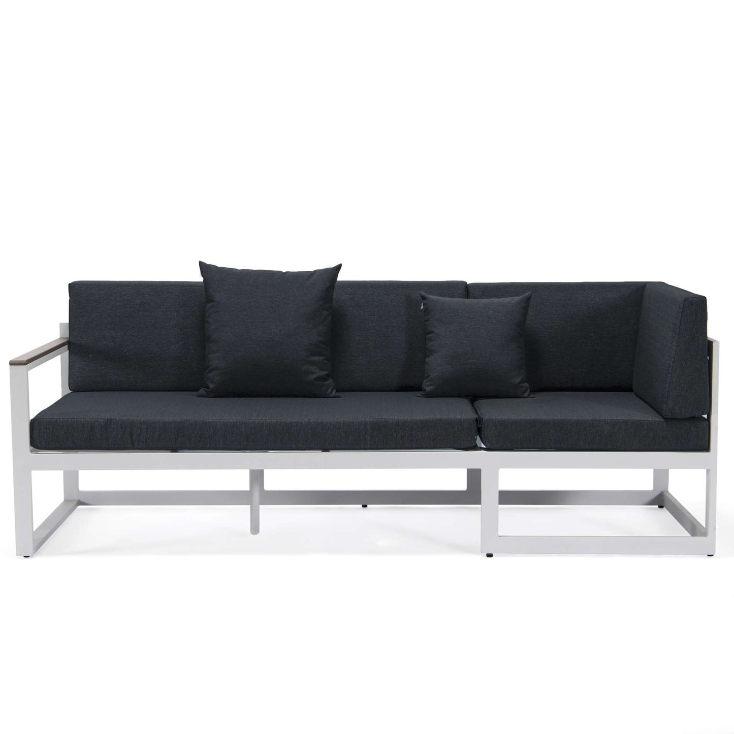 LeisureMod Chelsea White Sectional With Adjustable Headrest & Coffee Table With Cushions | Outdoor Sofas, Loveseats & Sectionals | Modishstore - 29
