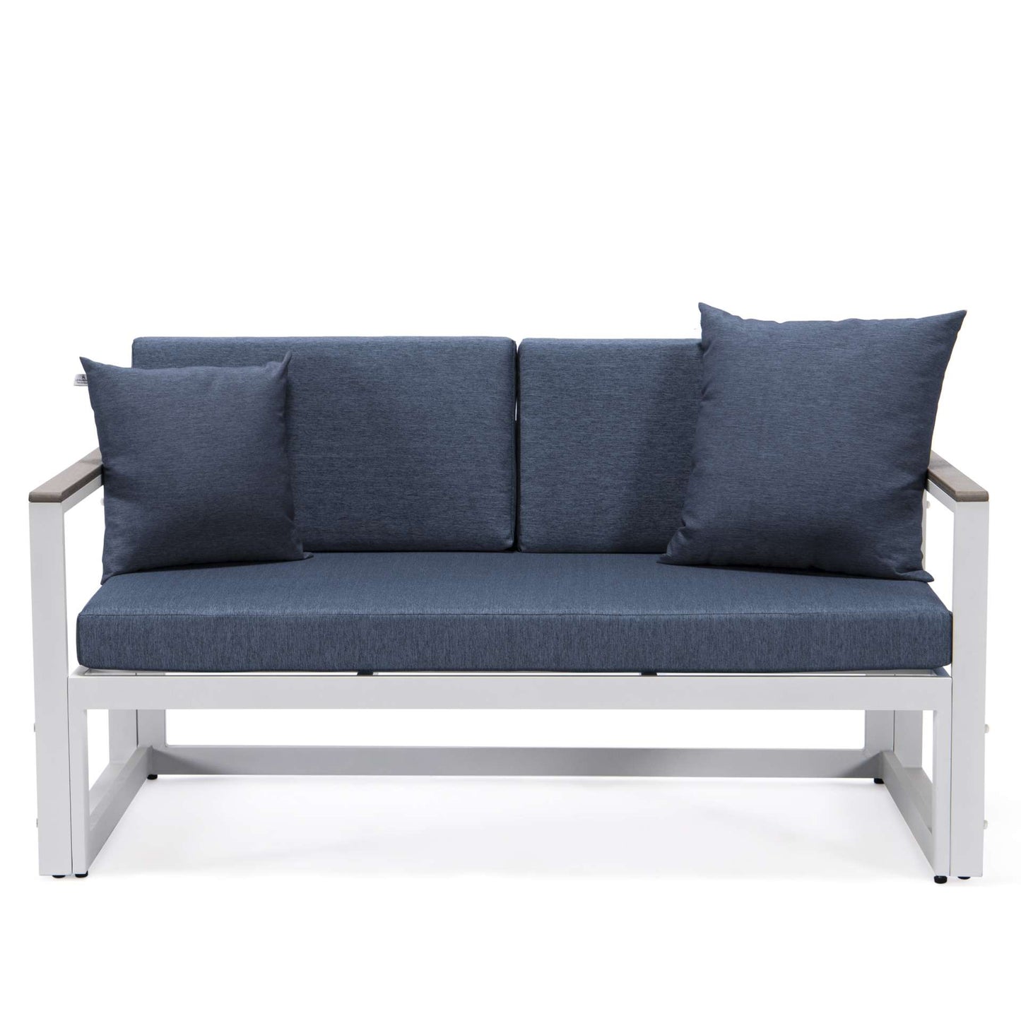 LeisureMod Chelsea White Sectional With Adjustable Headrest & Coffee Table With Cushions | Outdoor Sofas, Loveseats & Sectionals | Modishstore - 49