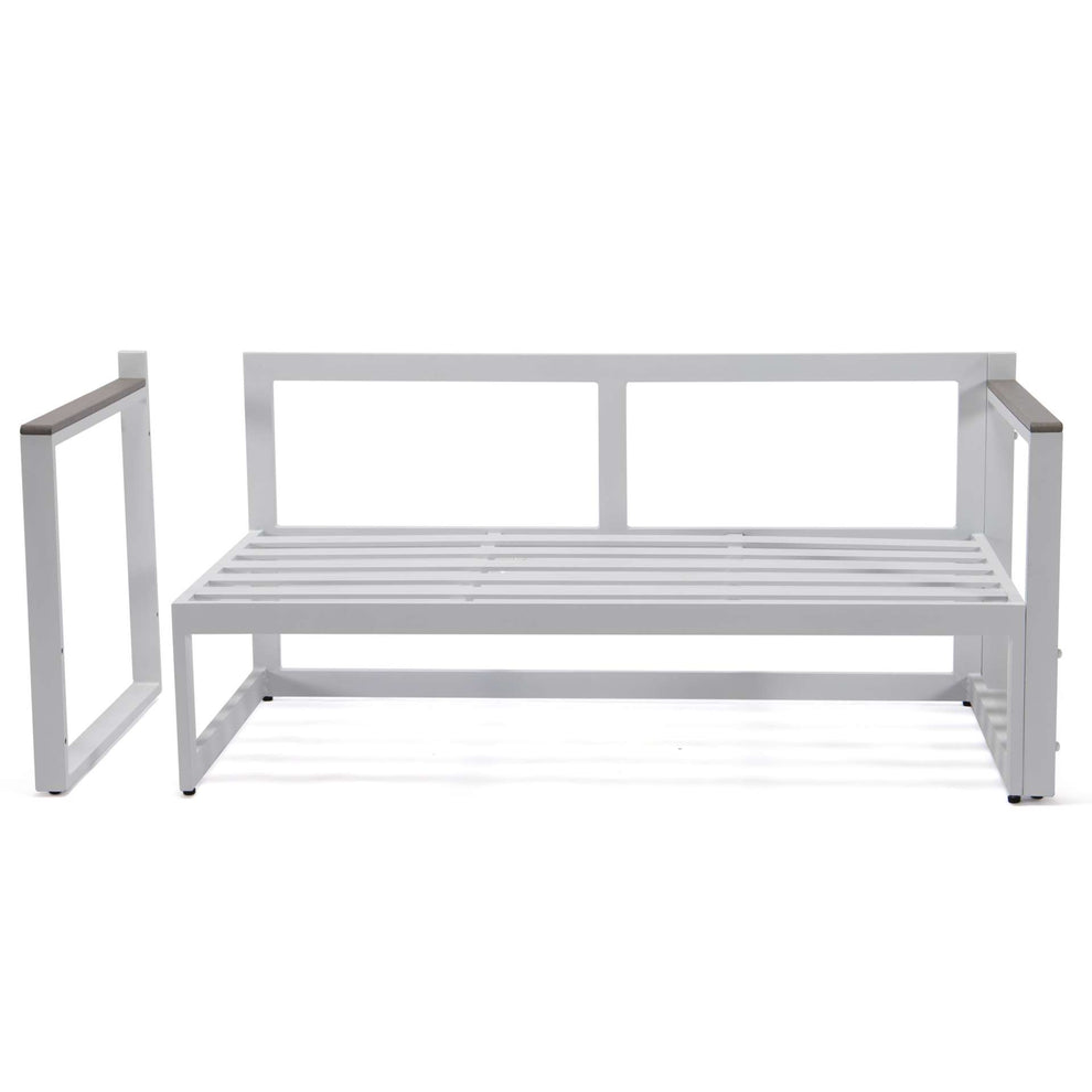 LeisureMod Chelsea White Sectional With Adjustable Headrest & Coffee Table With Cushions | Outdoor Sofas, Loveseats & Sectionals | Modishstore - 63