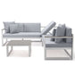 LeisureMod Chelsea White Sectional With Adjustable Headrest & Coffee Table With Cushions | Outdoor Sofas, Loveseats & Sectionals | Modishstore - 56