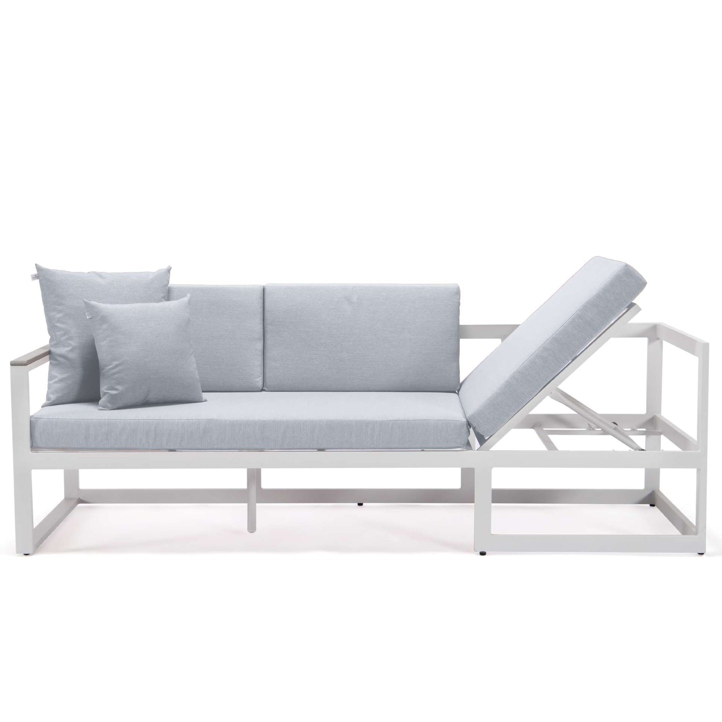 LeisureMod Chelsea White Sectional With Adjustable Headrest & Coffee Table With Cushions | Outdoor Sofas, Loveseats & Sectionals | Modishstore - 62