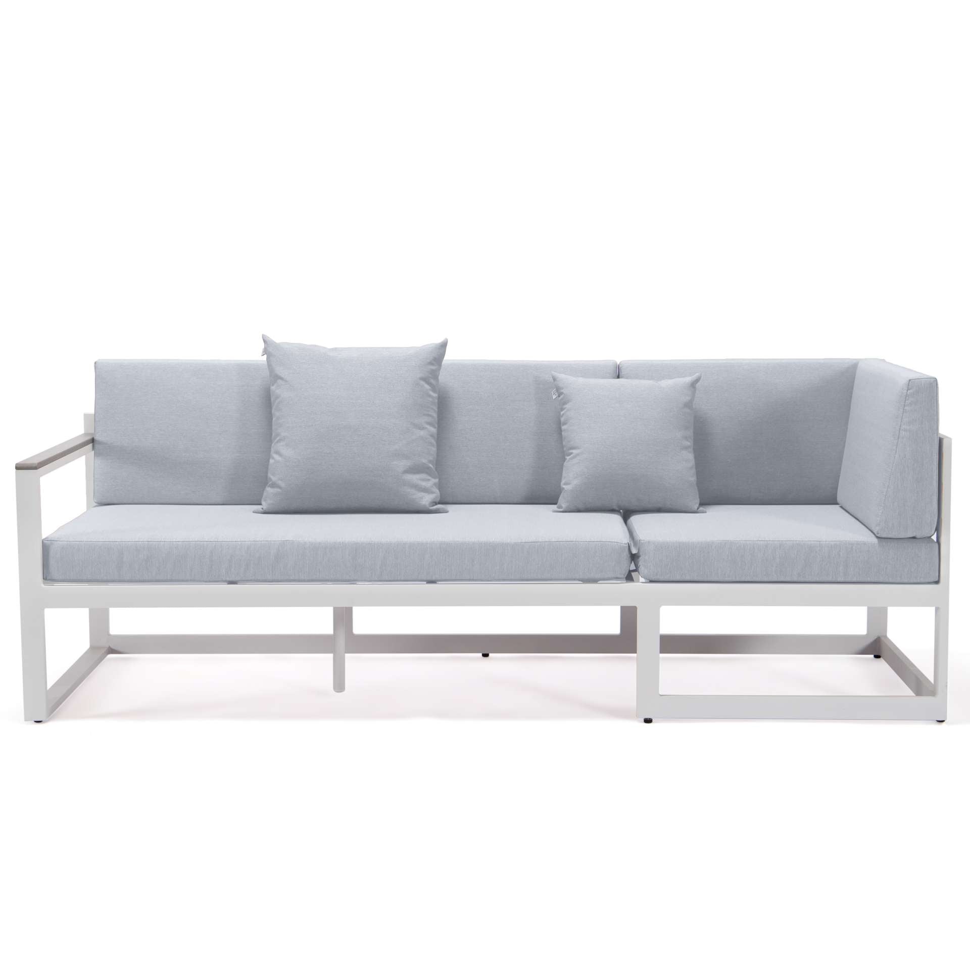 LeisureMod Chelsea White Sectional With Adjustable Headrest & Coffee Table With Cushions | Outdoor Sofas, Loveseats & Sectionals | Modishstore - 61