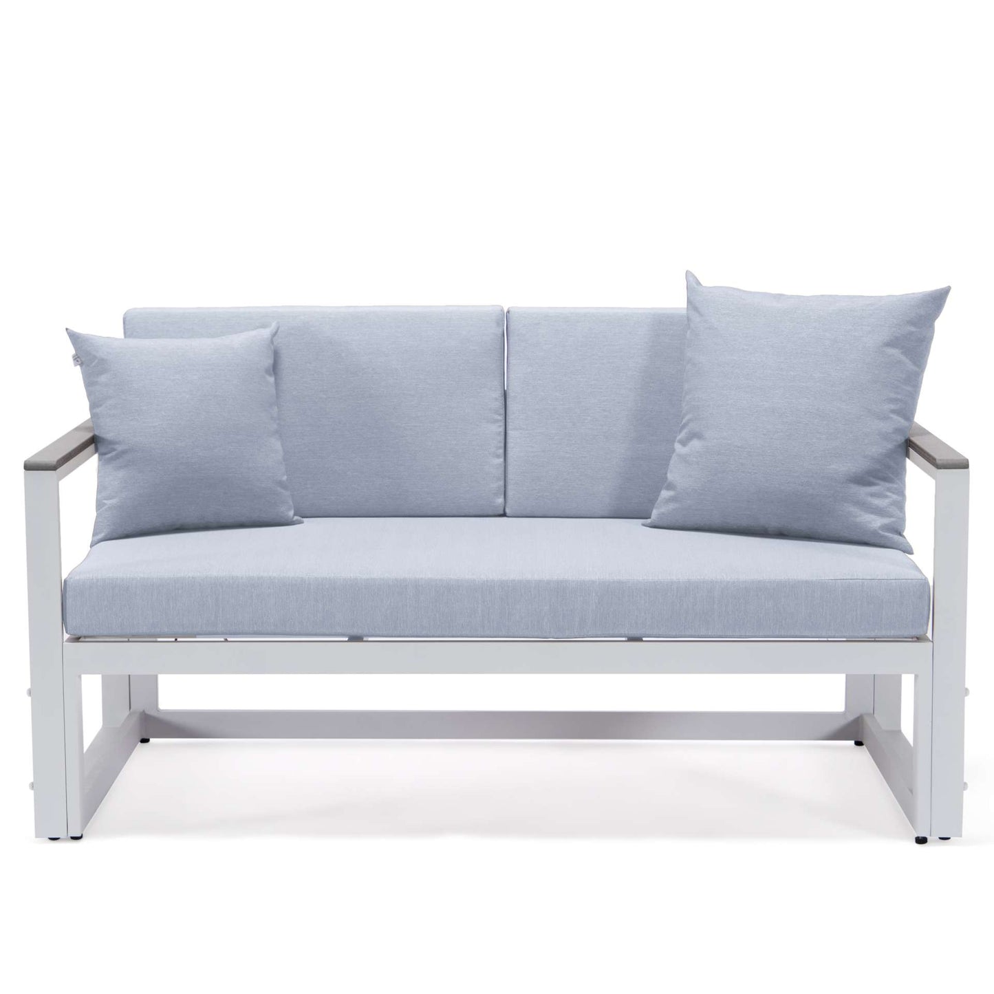 LeisureMod Chelsea White Sectional With Adjustable Headrest & Coffee Table With Cushions | Outdoor Sofas, Loveseats & Sectionals | Modishstore - 65