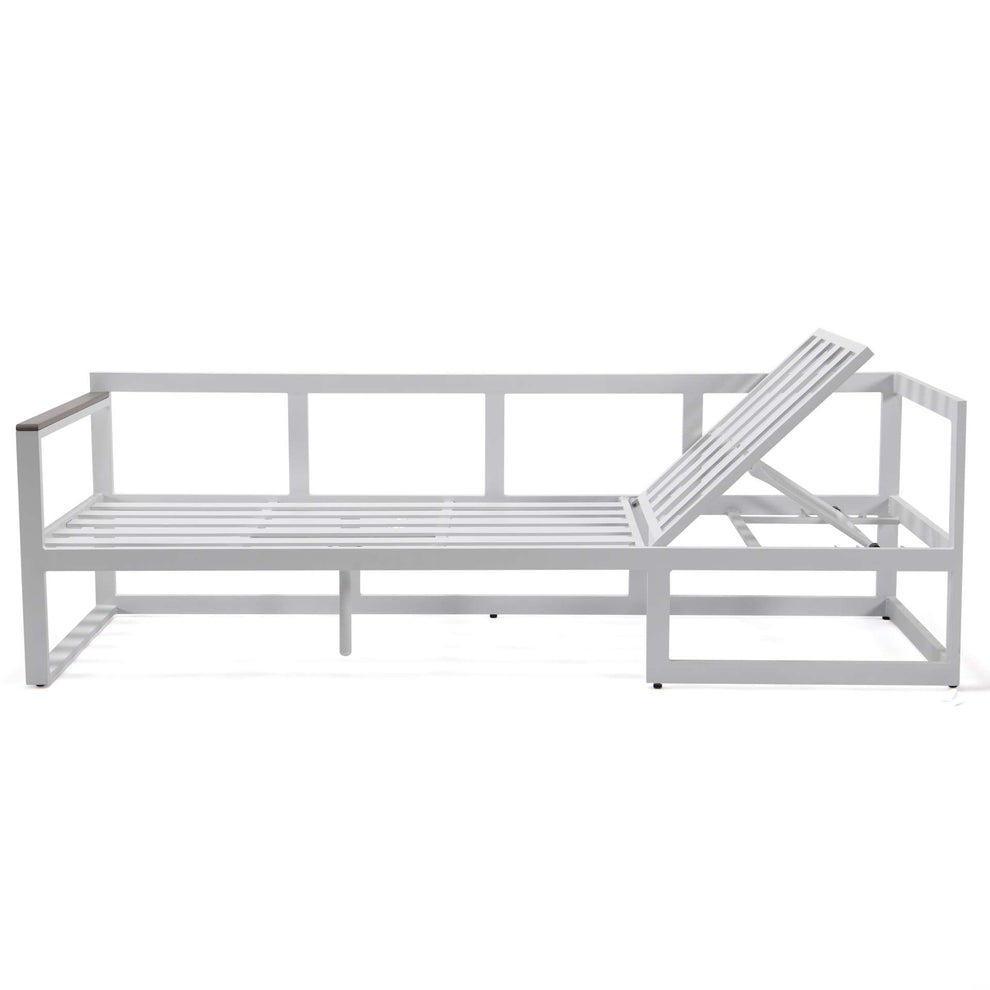 LeisureMod Chelsea White Sectional With Adjustable Headrest & Coffee Table With Cushions | Outdoor Sofas, Loveseats & Sectionals | Modishstore - 76