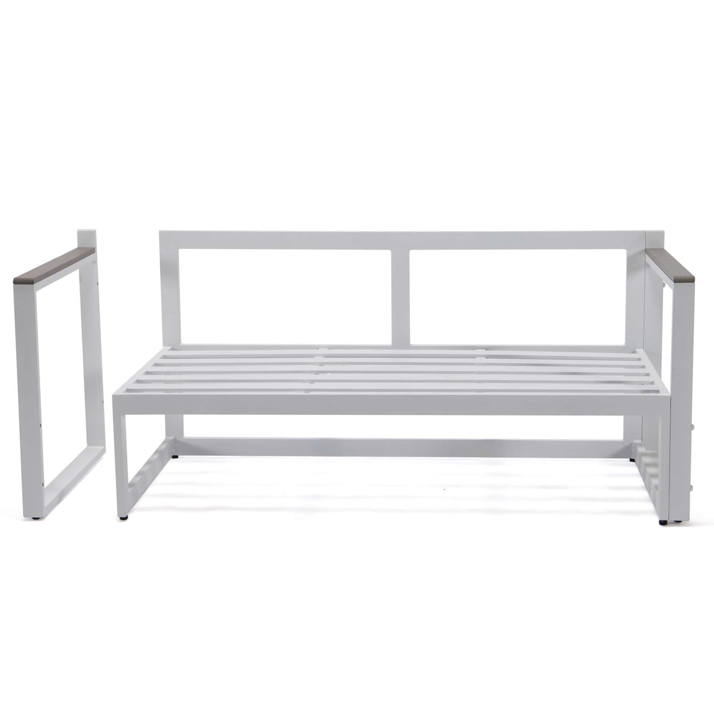 LeisureMod Chelsea White Sectional With Adjustable Headrest & Coffee Table With Cushions | Outdoor Sofas, Loveseats & Sectionals | Modishstore - 79