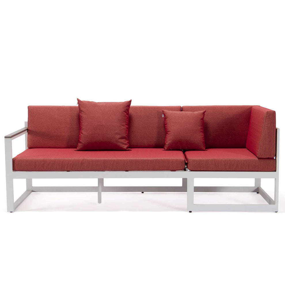 LeisureMod Chelsea White Sectional With Adjustable Headrest & Coffee Table With Cushions | Outdoor Sofas, Loveseats & Sectionals | Modishstore - 77