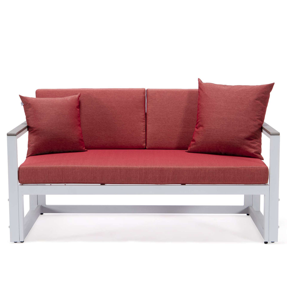 LeisureMod Chelsea White Sectional With Adjustable Headrest & Coffee Table With Cushions | Outdoor Sofas, Loveseats & Sectionals | Modishstore - 81