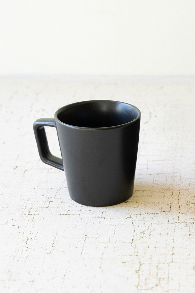 Set Of Four Black Ceramic Mugs (Min 2) By Kalalou | Drinkware | Modishstore - 1