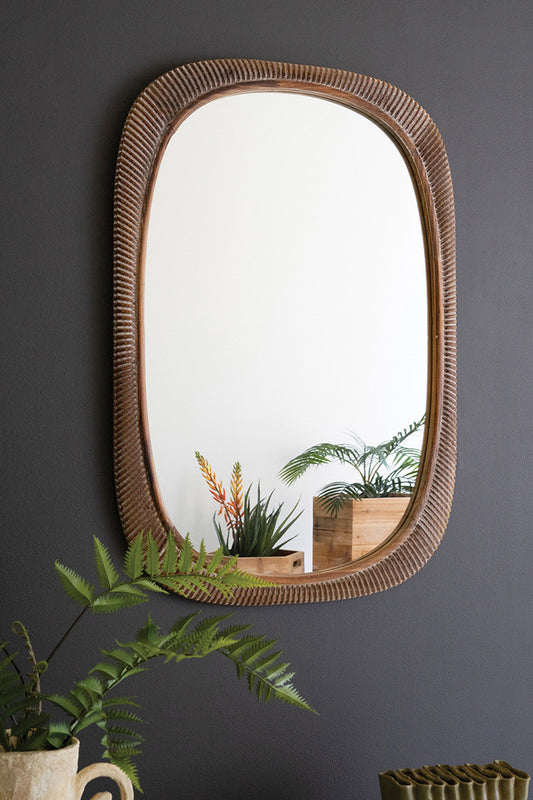Carved Wooden Framed Mirror By Kalalou | Mirrors | Modishstore