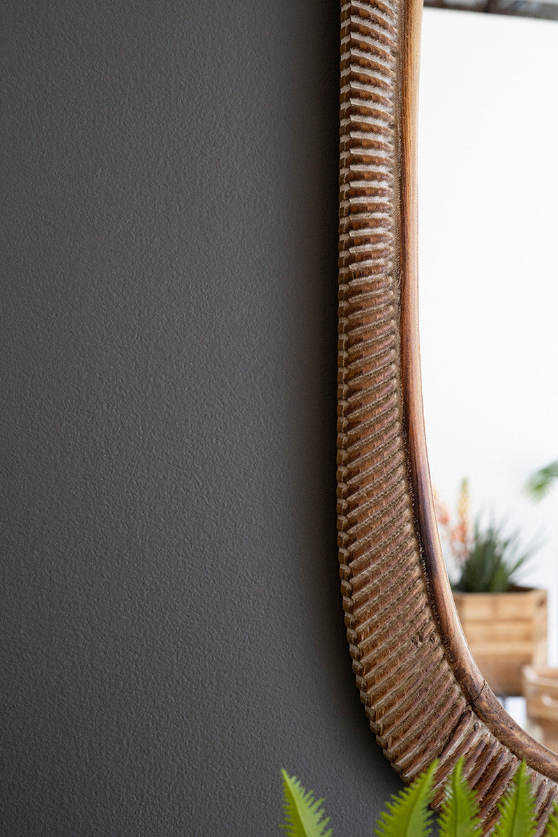 Carved Wooden Framed Mirror By Kalalou | Mirrors | Modishstore - 2