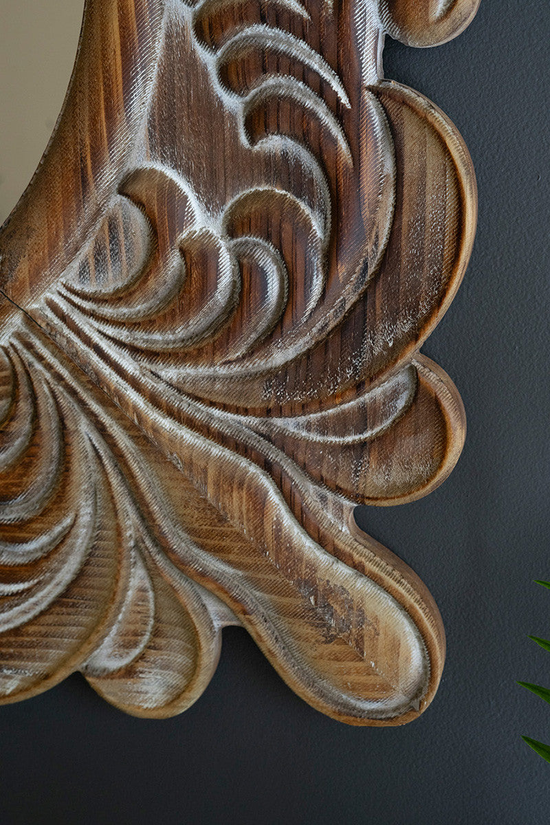 Carved Fleur De Lis Framed Mirror By Kalalou | Mirrors | Modishstore - 2