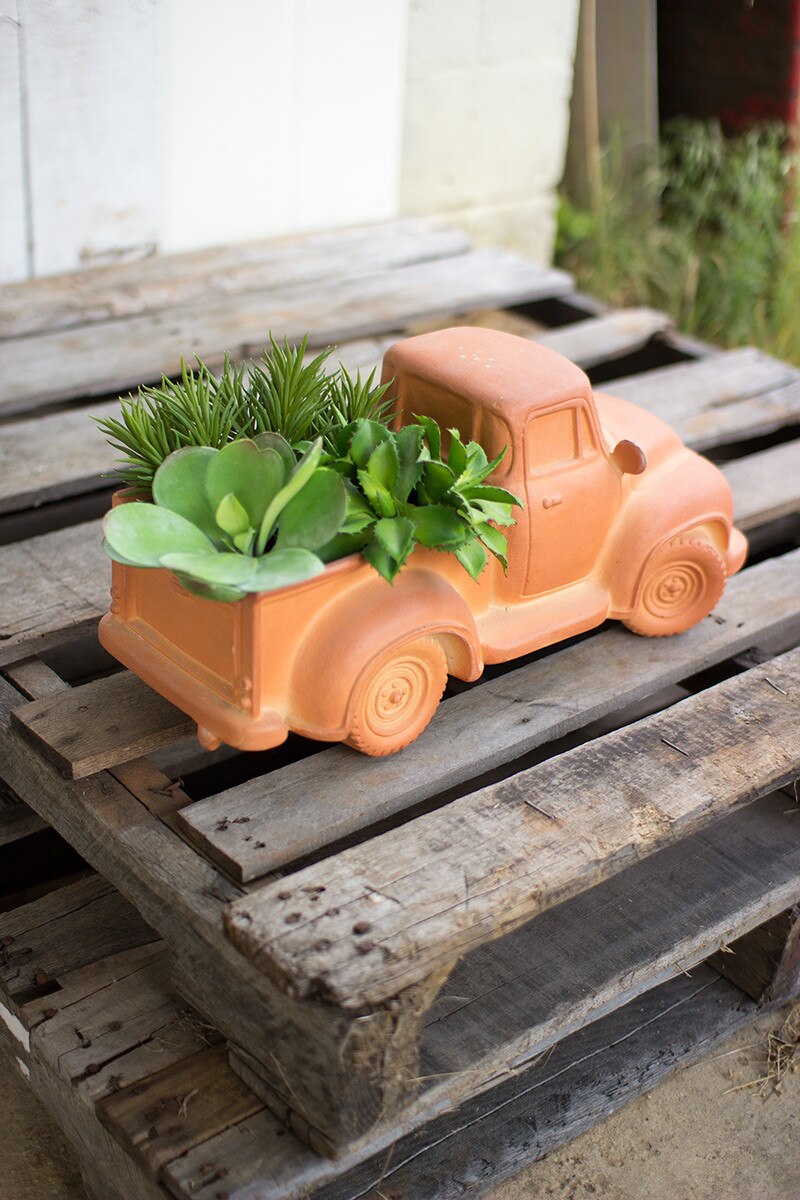Clay Truck Planter (Min 2) By Kalalou | Planters, Troughs & Cachepots | Modishstore - 1