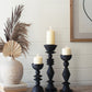 Turned Wood Candle Holders - Black Set Of 3 By Kalalou | Candle Holders | Modishstore