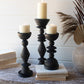 Turned Wood Candle Holders - Black Set Of 3 By Kalalou | Candle Holders | Modishstore - 2