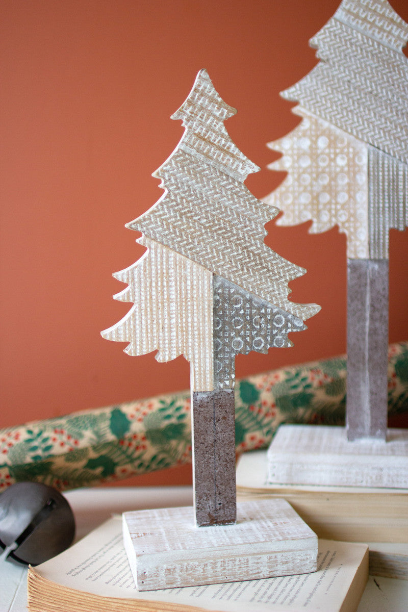 Wooden Christmas Trees On Bases Set Of 2 By Kalalou | Christmas Trees | Modishstore - 3