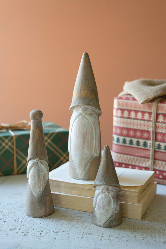 Washed Pine Santas Set Of 3 By Kalalou | Ornaments | Modishstore