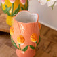 Set Of Two Ceramic Tulip Vases By Kalalou