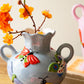 Set Of Two Ceramic Butterfly And Moth Vases By Kalalou